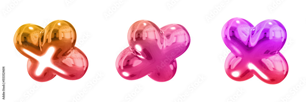 Fototapete 3d abstract shape objects, 3d rendering metallic gradient shape design element, futuristic, shiny de