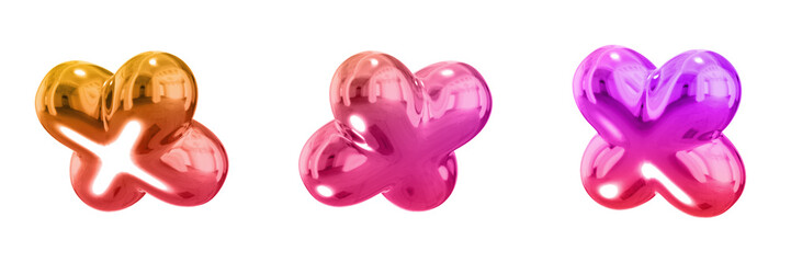 3D Abstract Shape Objects, 3d rendering metallic gradient shape design element, futuristic, shiny design
