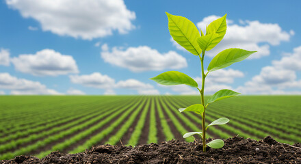 Celebrating World Rural Development Day A Young Tree Planted in a Field by a Rural Farmer, Symbolizing Growth and Sustainability