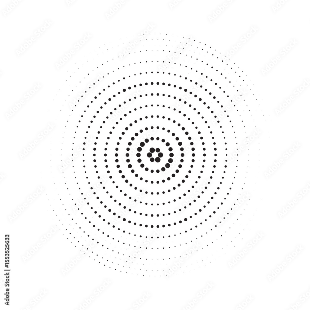 Aufkleber Halftone circle frame dotted background set. Round border Icon using halftone random circle dots raster texture. Grunge circular stain. Vector illustration.