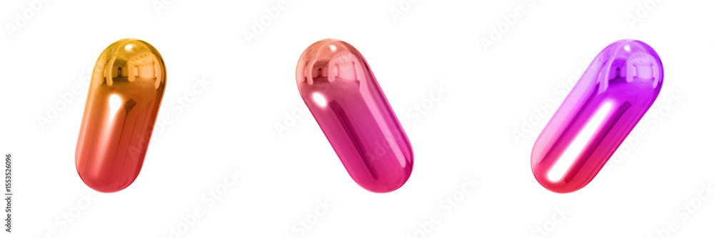 Fototapete 3d abstract shape objects, 3d rendering metallic gradient shape design element, futuristic, shiny de