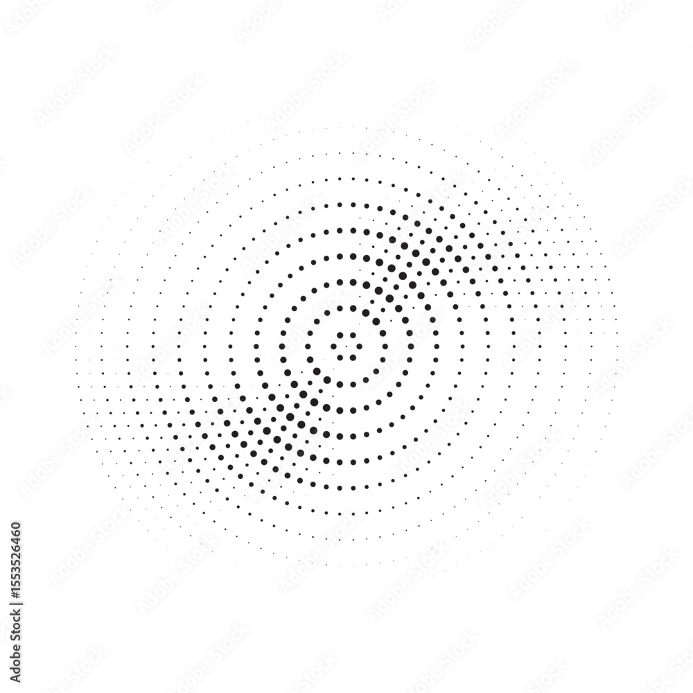 Aufkleber Halftone circle frame dotted background set. Round border Icon using halftone random circle dots raster texture. Grunge circular stain. Vector illustration.