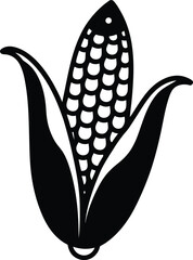 Corn Cob Silhouette with Leaves Left
