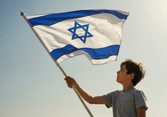 Boy and Israel flag