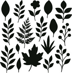 Fototapeta premium Seamless floral and leaf pattern with black leaves vintage decorative elements
