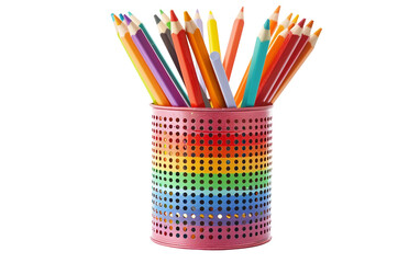 Fototapeta premium A Cup Full of Rainbow Colored Pencils Bringing Joy to Any Workspace