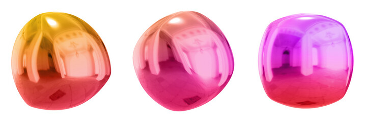 3D Abstract Shape Objects, 3d rendering metallic gradient shape design element, futuristic, shiny design
