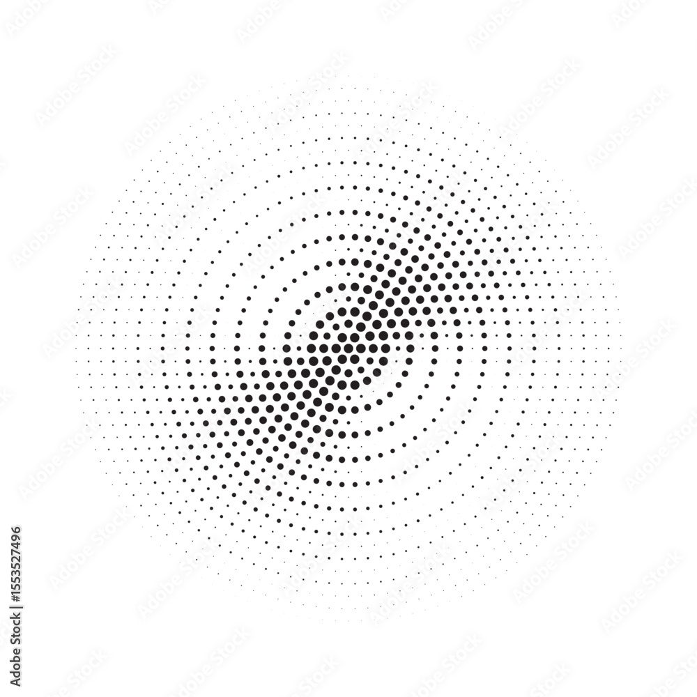 Aufkleber Halftone circle frame dotted background set. Round border Icon using halftone random circle dots raster texture. Grunge circular stain. Vector illustration.
