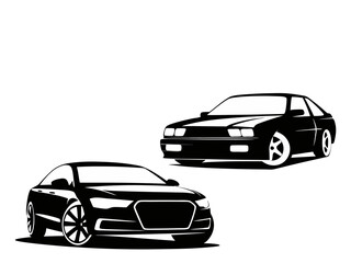Naklejka premium Car front side silhouettes 