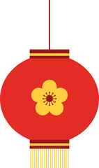 Red Chinese lantern with plum blossom pattern design.
Round lantern Flat vector illustration.
Asian Lunar Year, New Year, Lantern Festival, Mid-Autumn Festival, Zhongyuan Festival decoration.