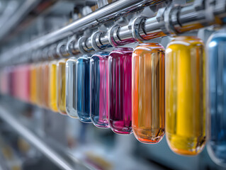 Aluminum parts undergoing anodizing in electrolyt