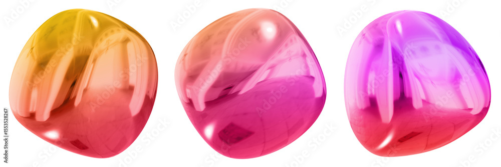 Fototapete 3d abstract shape objects, 3d rendering metallic gradient shape design element, futuristic, shiny de