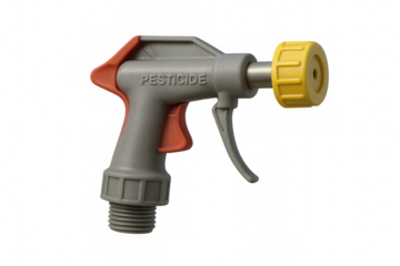 Close-up of a pesticide sprayer handle isolated on a transparent background, ready for compositing and design projects