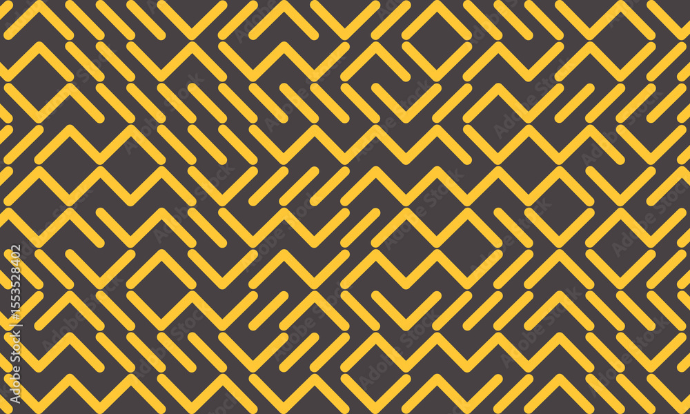 Poster abstract pattern line motif yellow color on dark brown background