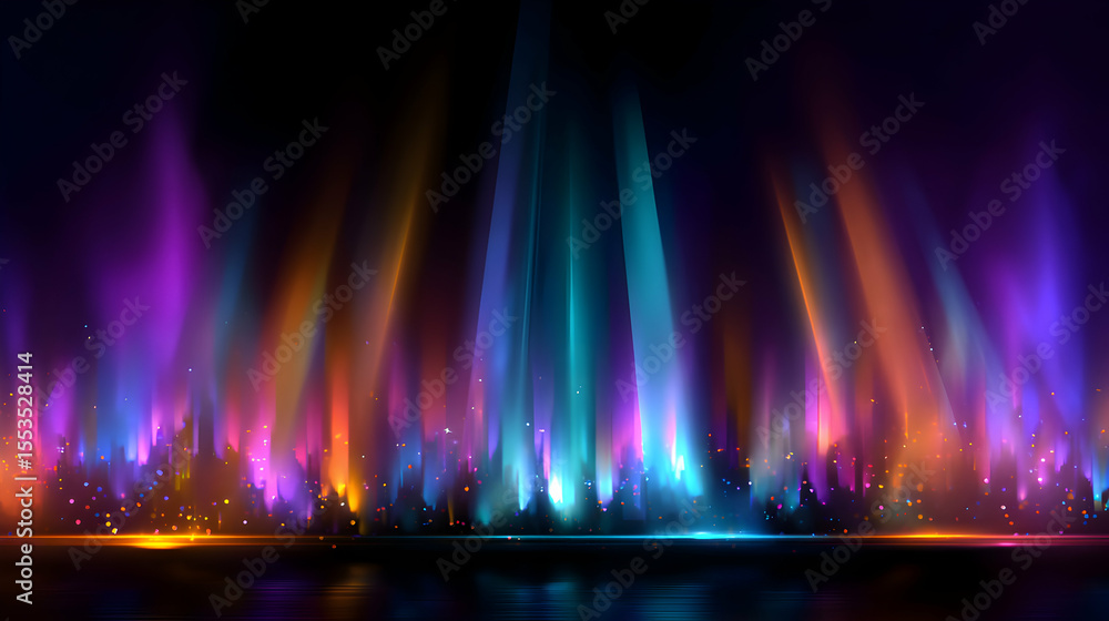Poster aurora borealis inspired colorful abstract background with dynamic lighting effect