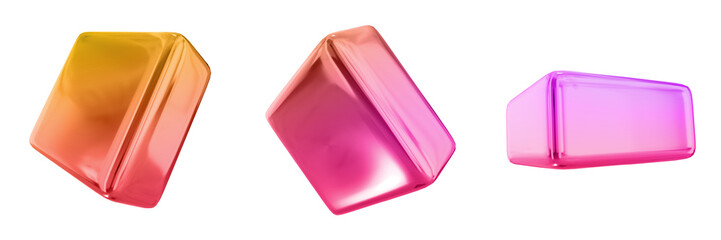 3D Abstract Shape Objects, 3d rendering metallic gradient shape design element, futuristic, shiny design
