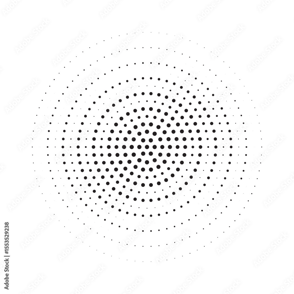 Aufkleber Halftone circle frame dotted background set. Round border Icon using halftone random circle dots raster texture. Grunge circular stain. Vector illustration.