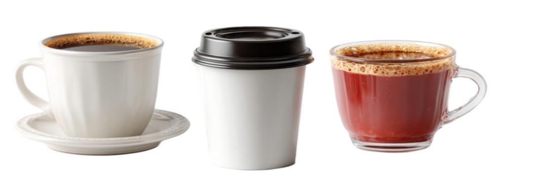 [Transparent Background PNG]Coffee Cups on White Background