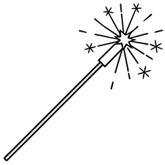 Sparkler Stick – Minimalist Line Art Icon