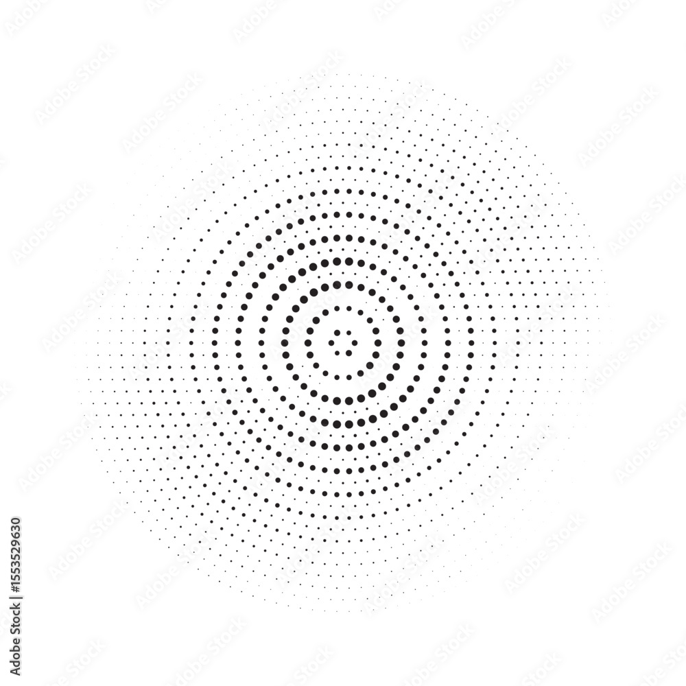 Aufkleber Halftone circle frame dotted background set. Round border Icon using halftone random circle dots raster texture. Grunge circular stain. Vector illustration.