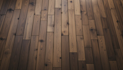 Close-up of a hardwood floor with varying shades of brown, showcasing the wood grain and plank pattern.