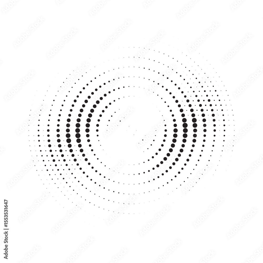 Aufkleber Halftone circle frame dotted background set. Round border Icon using halftone random circle dots raster texture. Grunge circular stain. Vector illustration.