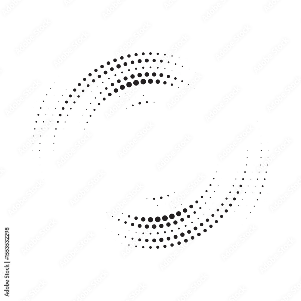 Aufkleber Halftone circle frame dotted background set. Round border Icon using halftone random circle dots raster texture. Grunge circular stain. Vector illustration.