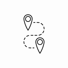 location pins connected icon vector sign