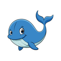 Obraz premium Sweet blue whale with cartoon features Vector illustration isolated on white background