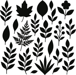 Seamless floral and leaf pattern with black leaves vintage style nature decoration design vector illustration textile wallpaper art summer spring flowers branches