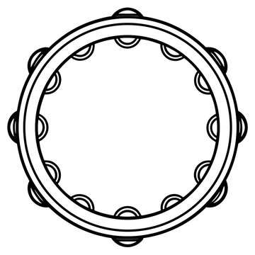 black and white tambourine musical instrument clip art preview