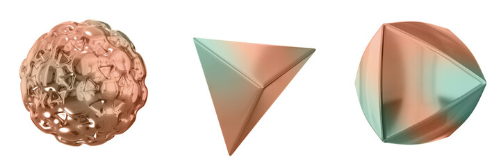 3D Abstract Shape Objects, 3d rendering metallic gradient shape design element, futuristic, shiny design

