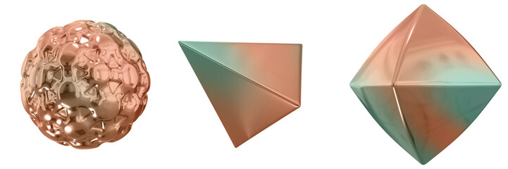 3D Abstract Shape Objects, 3d rendering metallic gradient shape design element, futuristic, shiny design
