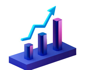 3D Render of Upward Trending Bar Graph on Transparent Background