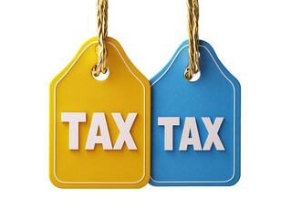 3D Of Tax Season Tags Hanging on Transparent Background