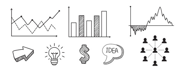 Hand drawn Business Doodle Icon Set