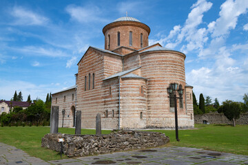 View of the Cathedral of St. Andrew the First-Called on a sunny day. Pitsunda, Abkhazia