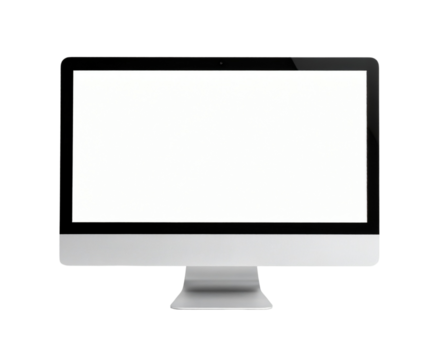 Flat LCD computer monitor with blank screen, isolated on white