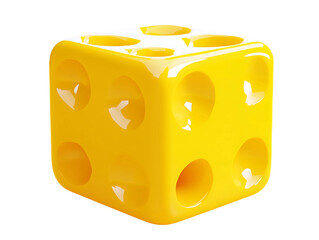 Yellow Cheese Dice Cube 3D Render on transparent background