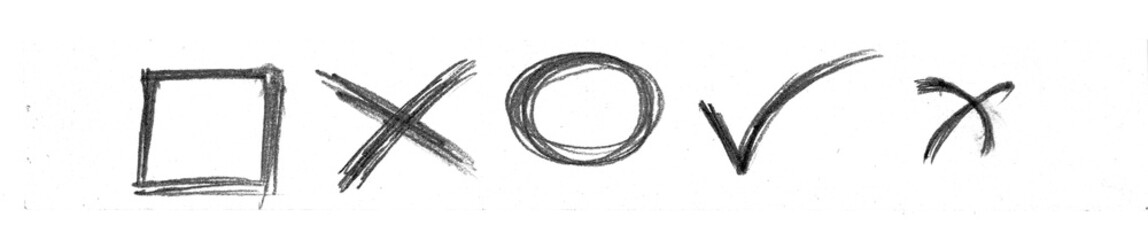 Hand-Drawn Black Checkmarks, Crosses, Squares PNG - Doodle Correct/Incorrect Symbols, Sketch Icons, pencil marker doodle
