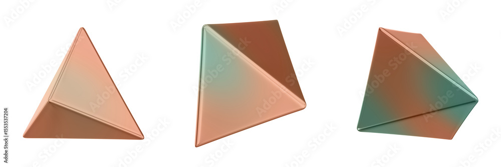 Fototapete 3d abstract shape objects, 3d rendering metallic gradient shape design element, futuristic, shiny de