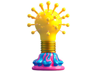 3D Of Bright Idea Virus Lightbulb on Transparent Background
