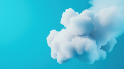 Fluffy white cloud floats against bright blue background, symbolizing digital transformation and innovation