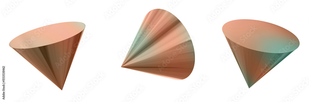 Aufkleber 3d abstract shape objects, 3d rendering metallic gradient shape design element, futuristic, shiny de