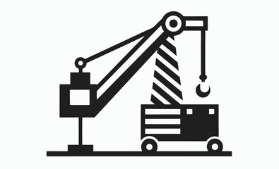 hydraulic crane icon, hand lift silhouette, vector hoist symbol, industrial jack graphic, lifting tool illustration