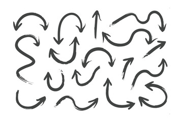 Arrow Vector Set: A collection of hand-drawn arrows. Showcasing a variety of shapes and directions, perfect for illustrations and design elements, offering versatility for various applications.