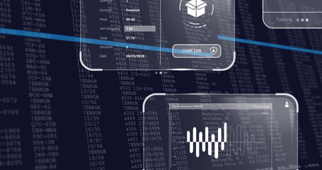 Showing panel with package icon pricing info and Confirm button at dashboard with waveform errors