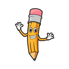 Happy Pencil Mascot