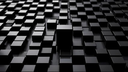 Black 3d space with glossy cubes