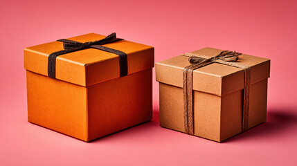 Obraz premium Gift box cardboard packaging ribbon present surprise decorative festive